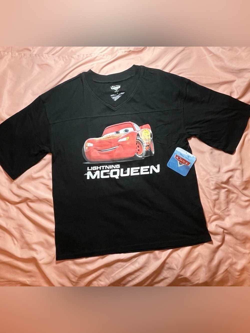 Disney Lightning McQueen Black Tee with Red Graphic